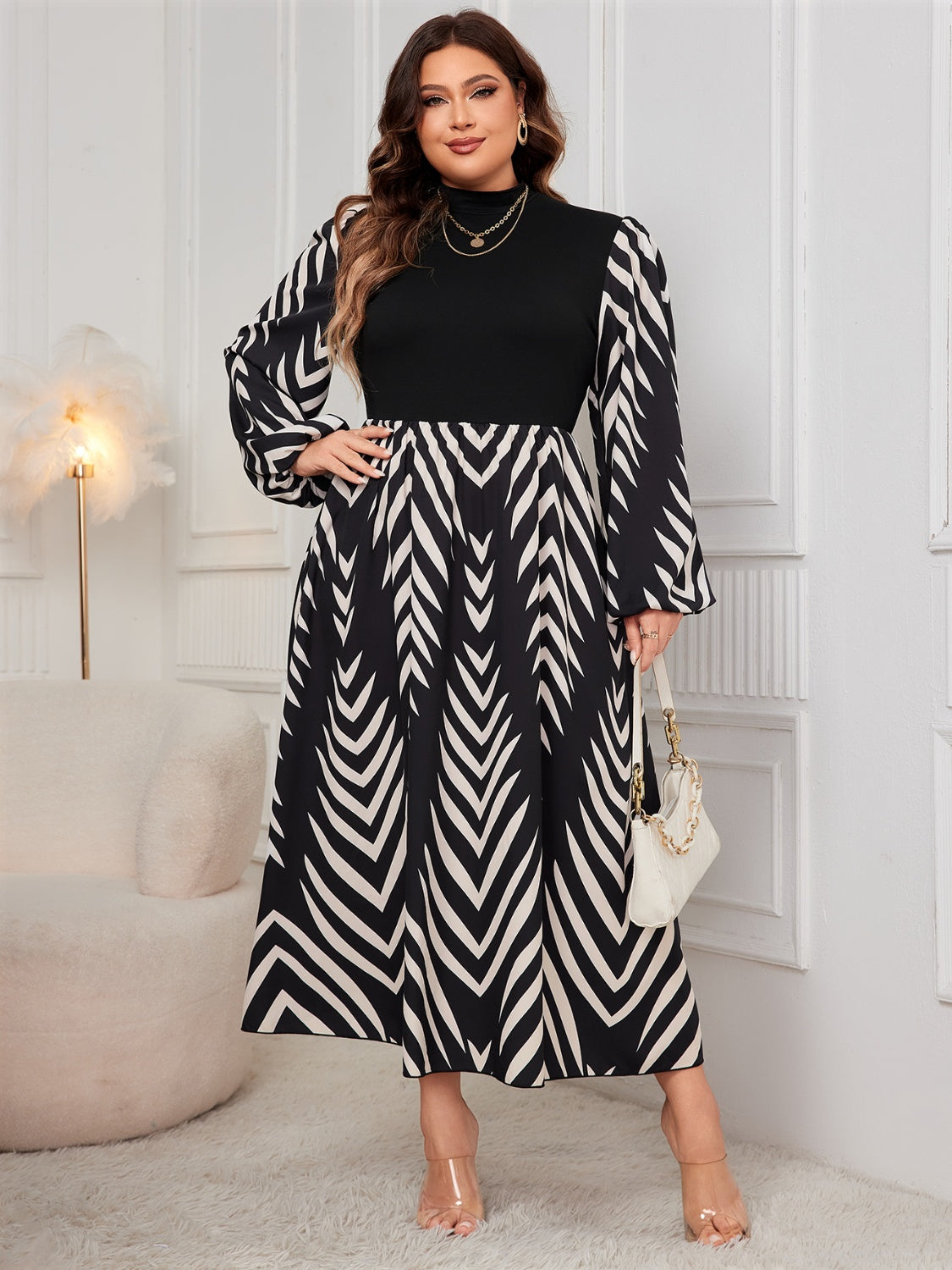 Honey Mock Neck Long Sleeve Dress