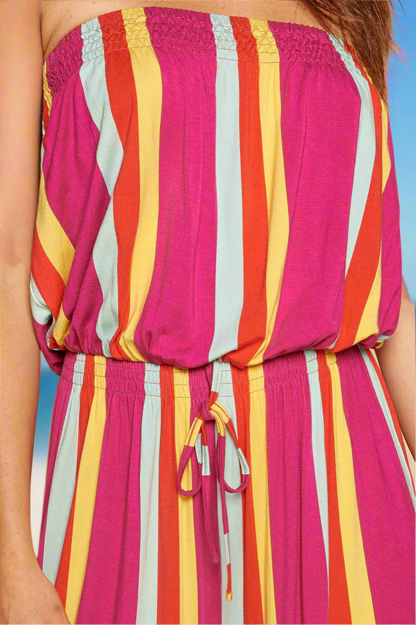 Eliza Striped Strapless Jersey Knit Jumpsuit
