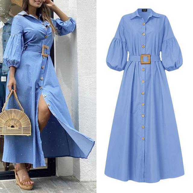 Elegant Puff Sleeve Fit & Flare Dress